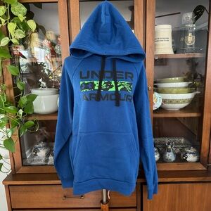 Men’s Under Armour Blue Rival Fleece Signature Box Hoodie Sweatshirt